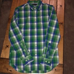 Banana Republic Soft Wash Checkered Green & Blue Button Up Shirt